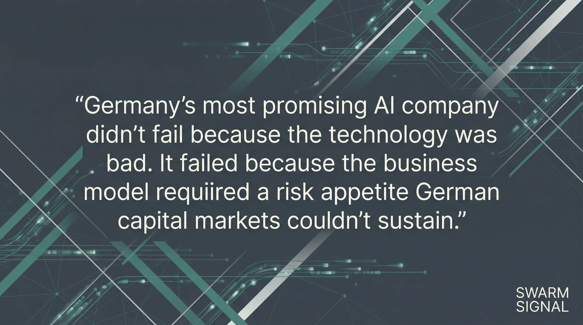 Germany's most promising AI company didn't fail because the technology was bad. It failed because the business model required a risk appetite German capital markets couldn't sustain.