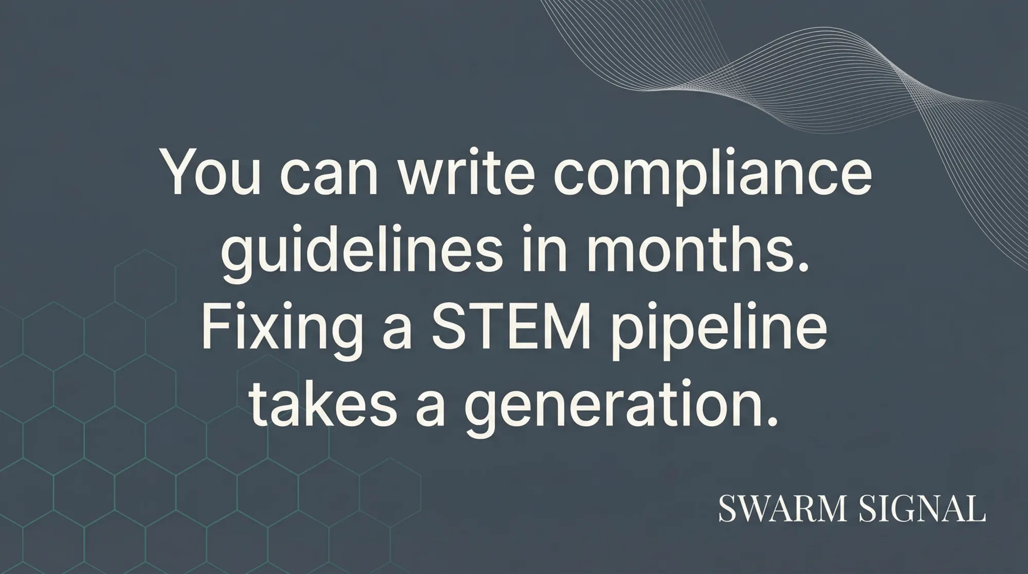 You can write compliance guidelines in months. Fixing a STEM pipeline takes a generation.