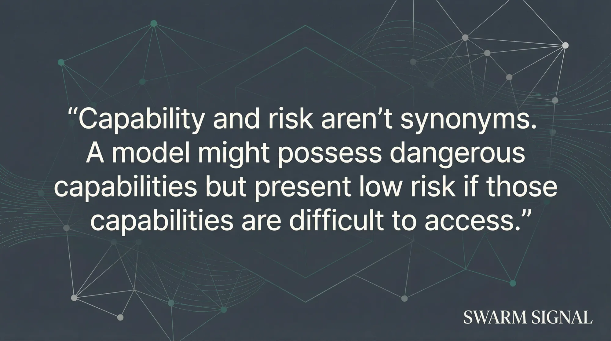 Capability and risk aren't synonyms. A model might possess dangerous capabilities but present low risk if those capabilities are difficult to access.