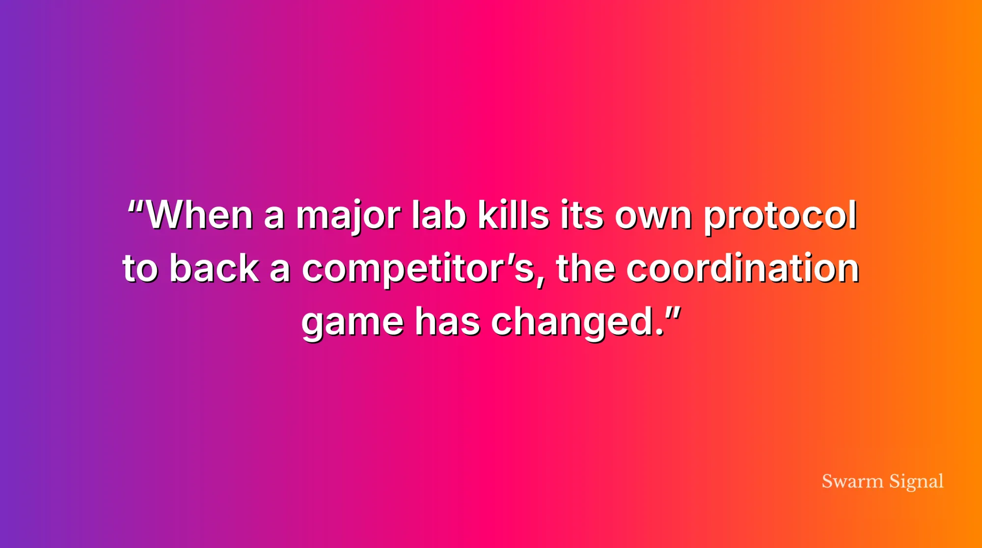 When a major lab kills its own protocol to back a competitor's, the coordination game has changed.