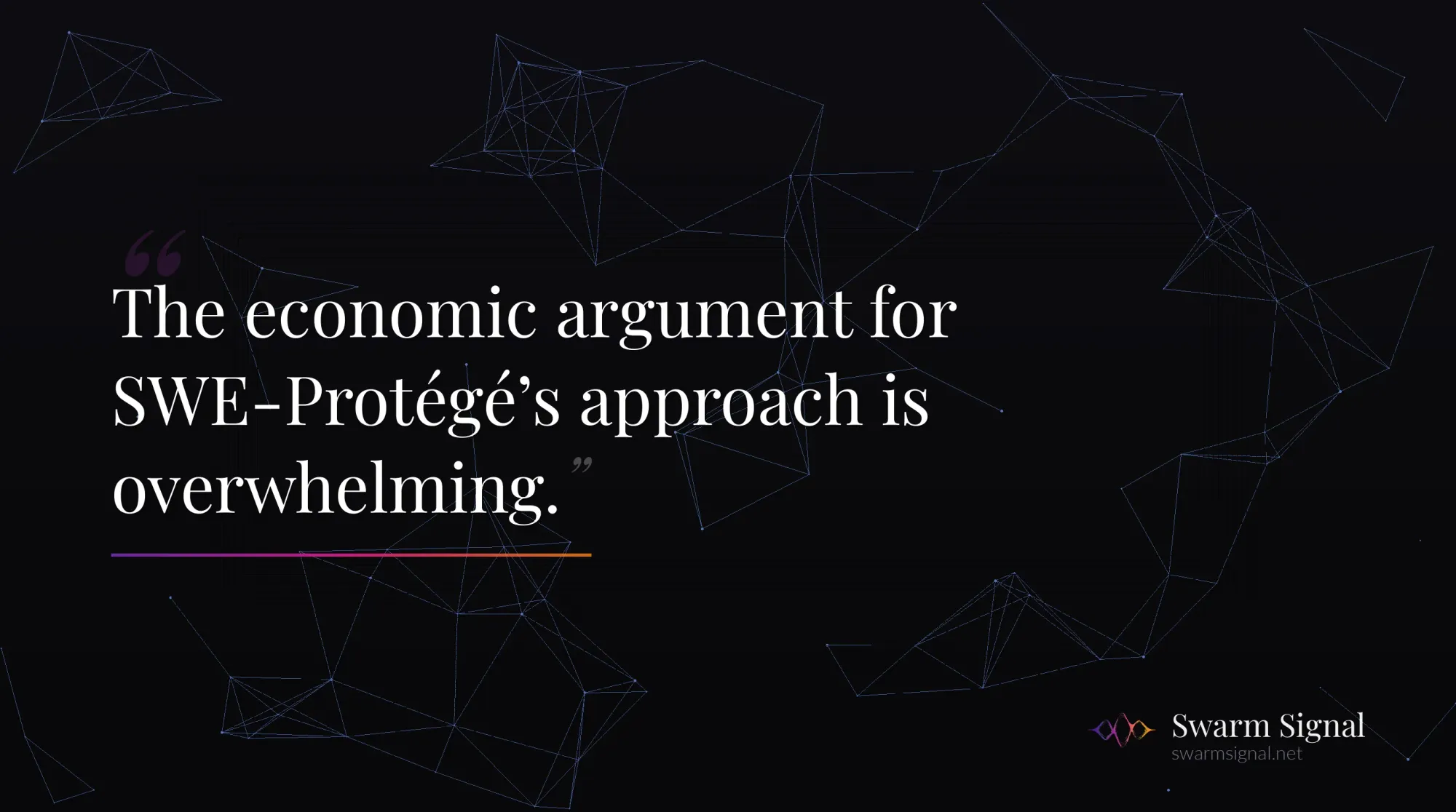 The economic argument for SWE-Protégé's approach is overwhelming.