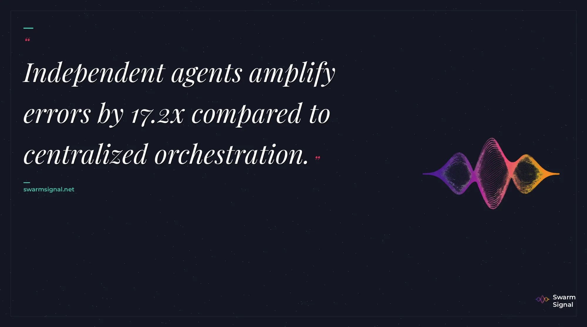 Quote: Independent agents amplify errors by 17.2x compare...