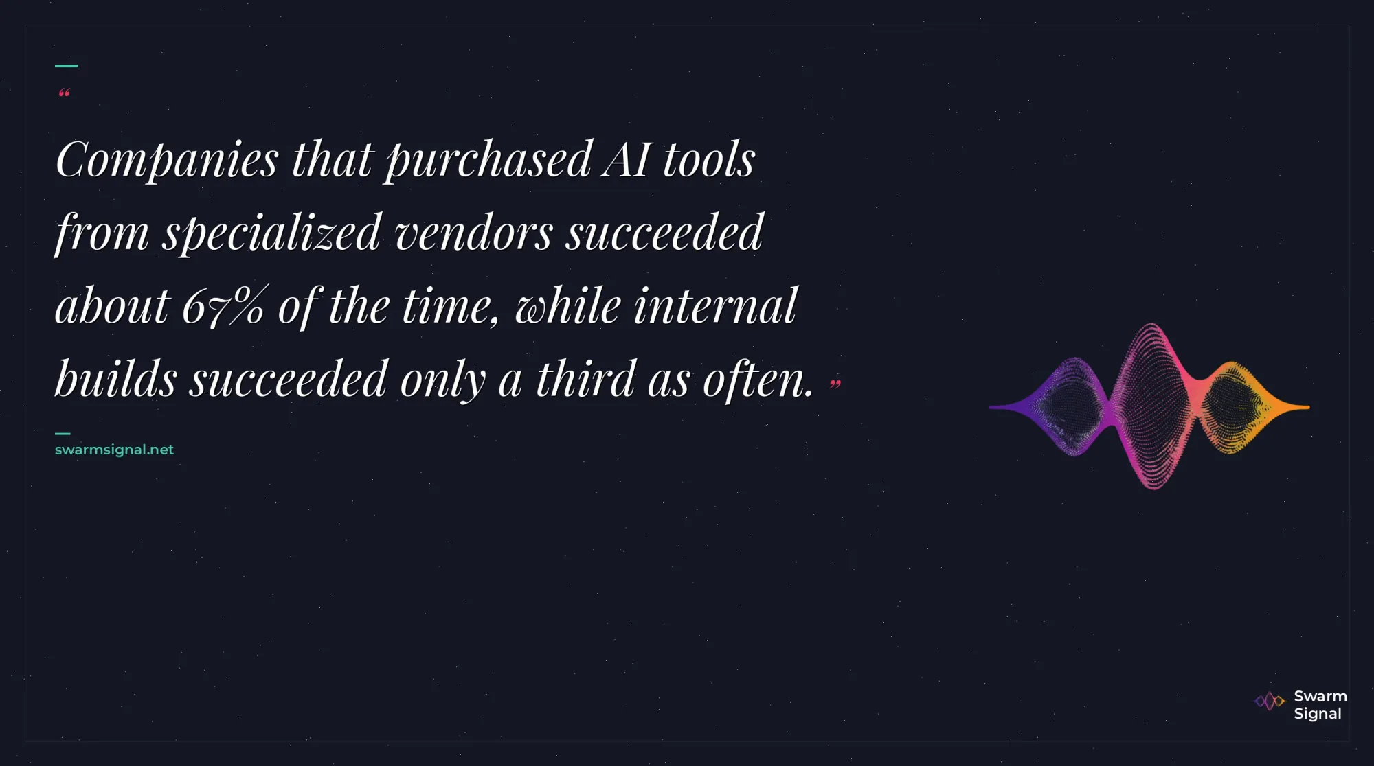 Companies that purchased AI tools from specialized vendors succeeded about 67% of the time, while internal builds succeeded only a third as often.