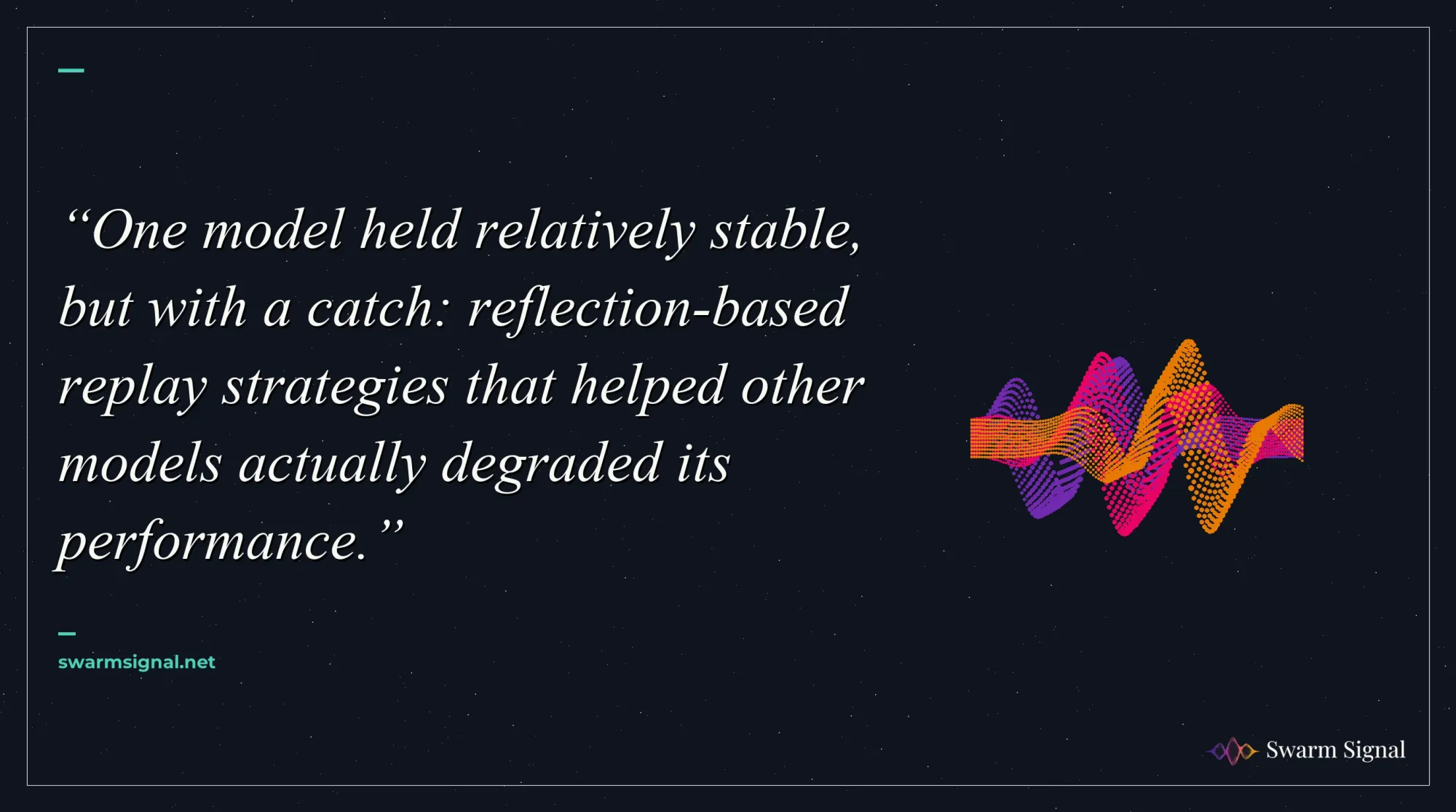 One model held relatively stable, but with a catch: reflection-based replay strategies that helped other models actually degraded its performance.