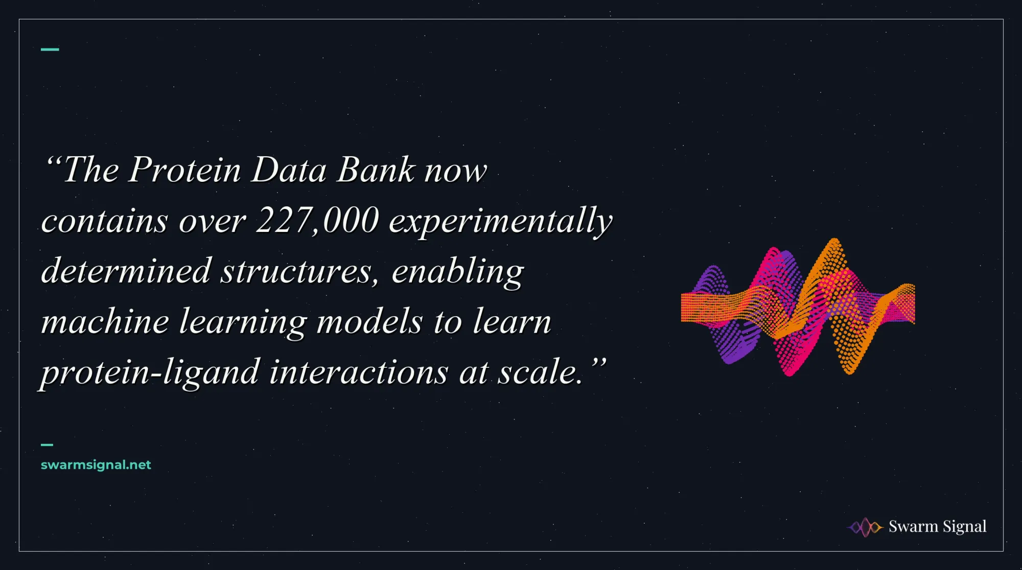 The Protein Data Bank now contains over 227,000 experimentally determined structures, enabling machine learning models to learn protein-ligand interactions at scale.