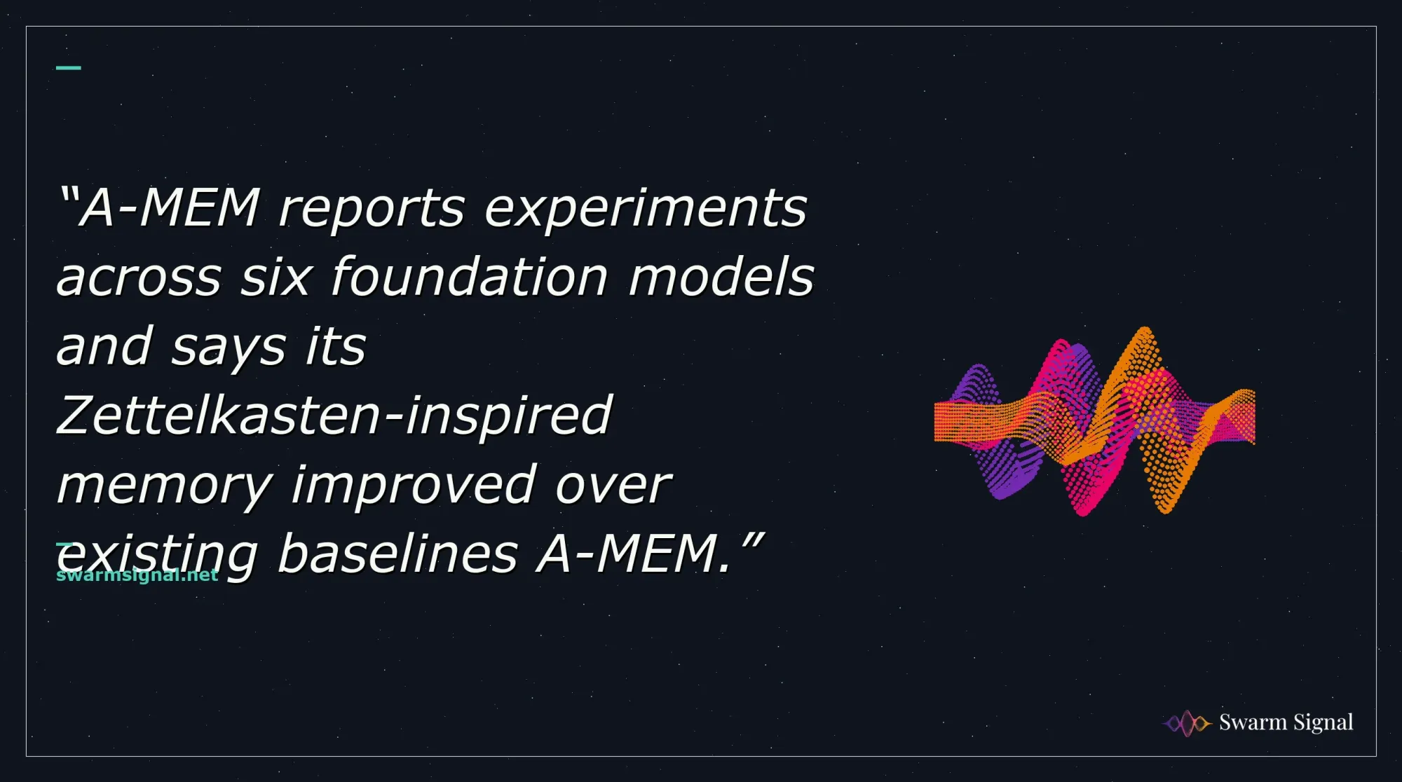 A-MEM reports experiments across six foundation models and says its Zettelkasten-inspired memory improved over existing baselines A-MEM.