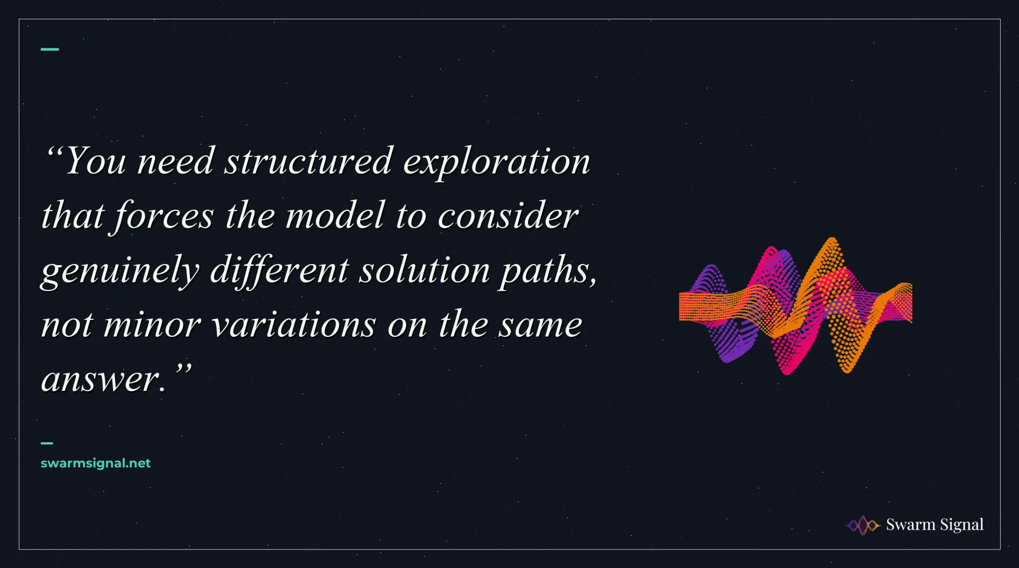 You need structured exploration that forces the model to consider genuinely different solution paths, not minor variations on the same answer.