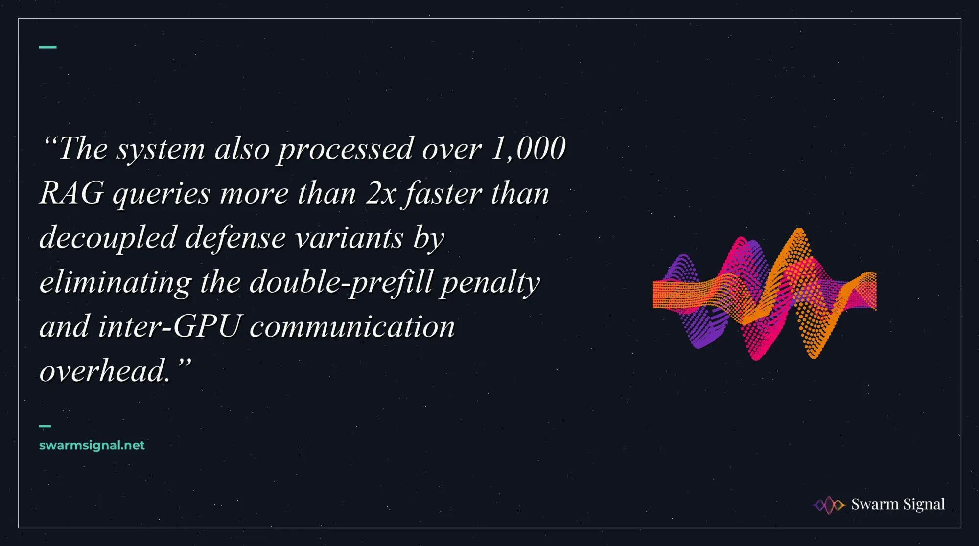 The system also processed over 1,000 RAG queries more than 2x faster than decoupled defense variants by eliminating the double-prefill penalty and inter-GPU communication overhead.