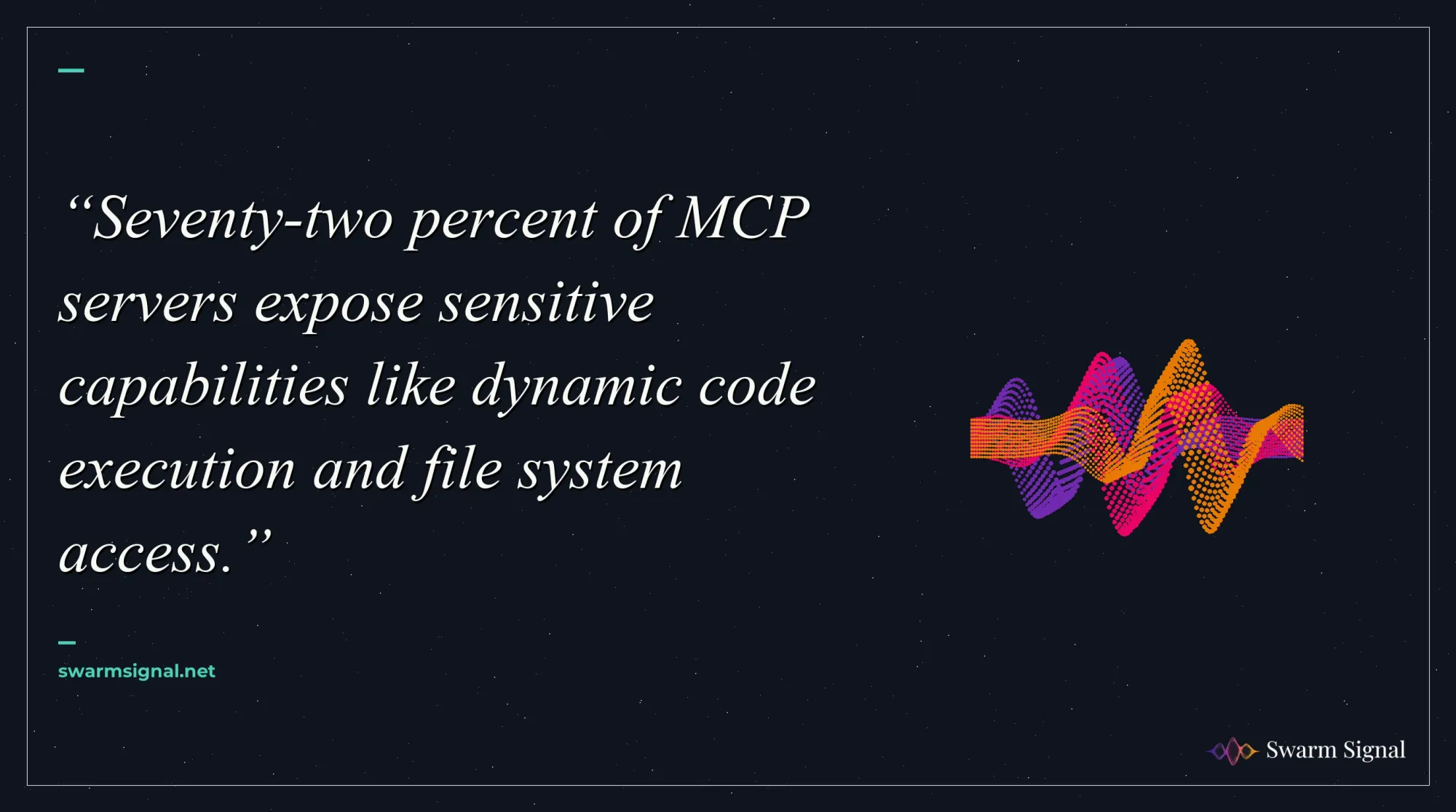 Seventy-two percent of MCP servers expose sensitive capabilities like dynamic code execution and file system access.