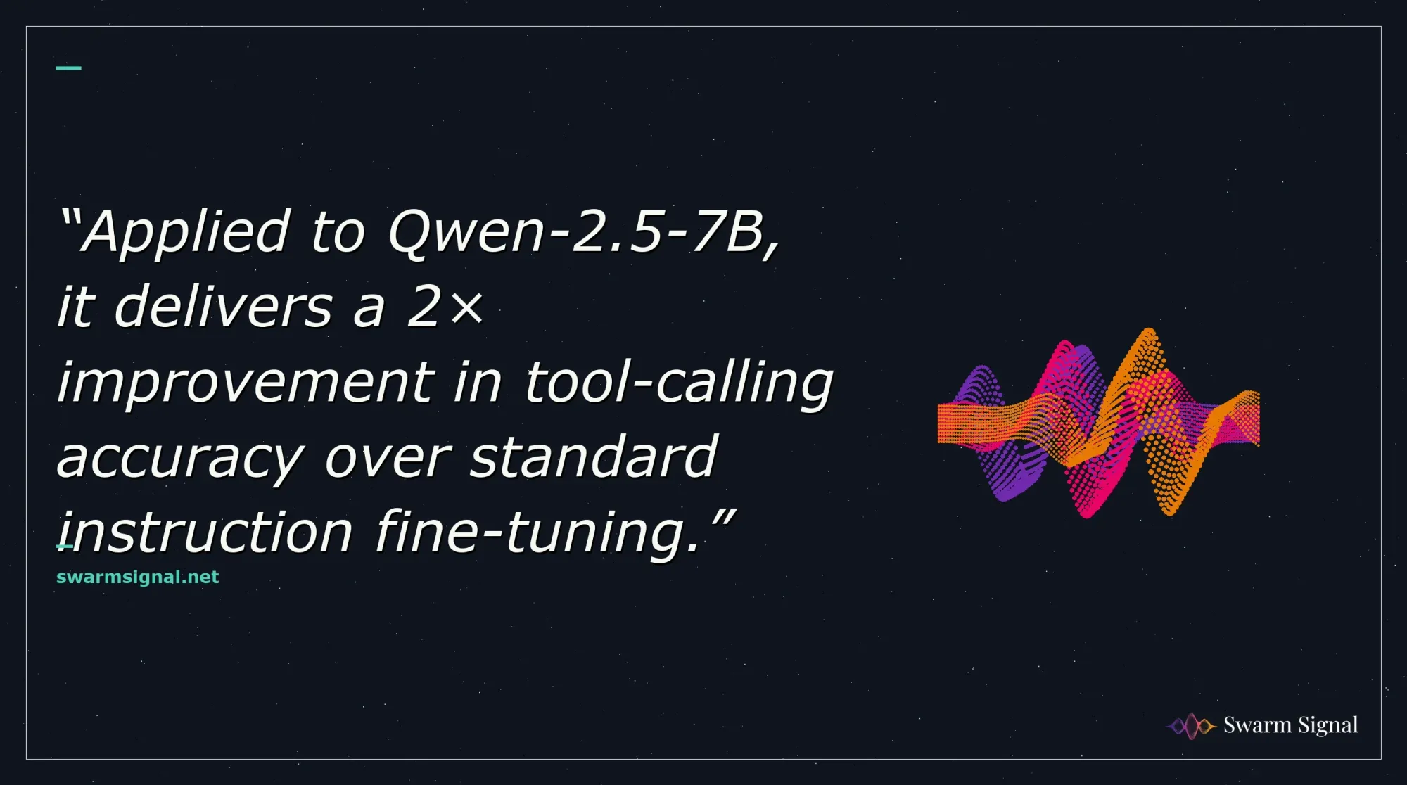 Applied to Qwen-2.5-7B, it delivers a 2× improvement in tool-calling accuracy over standard instruction fine-tuning.