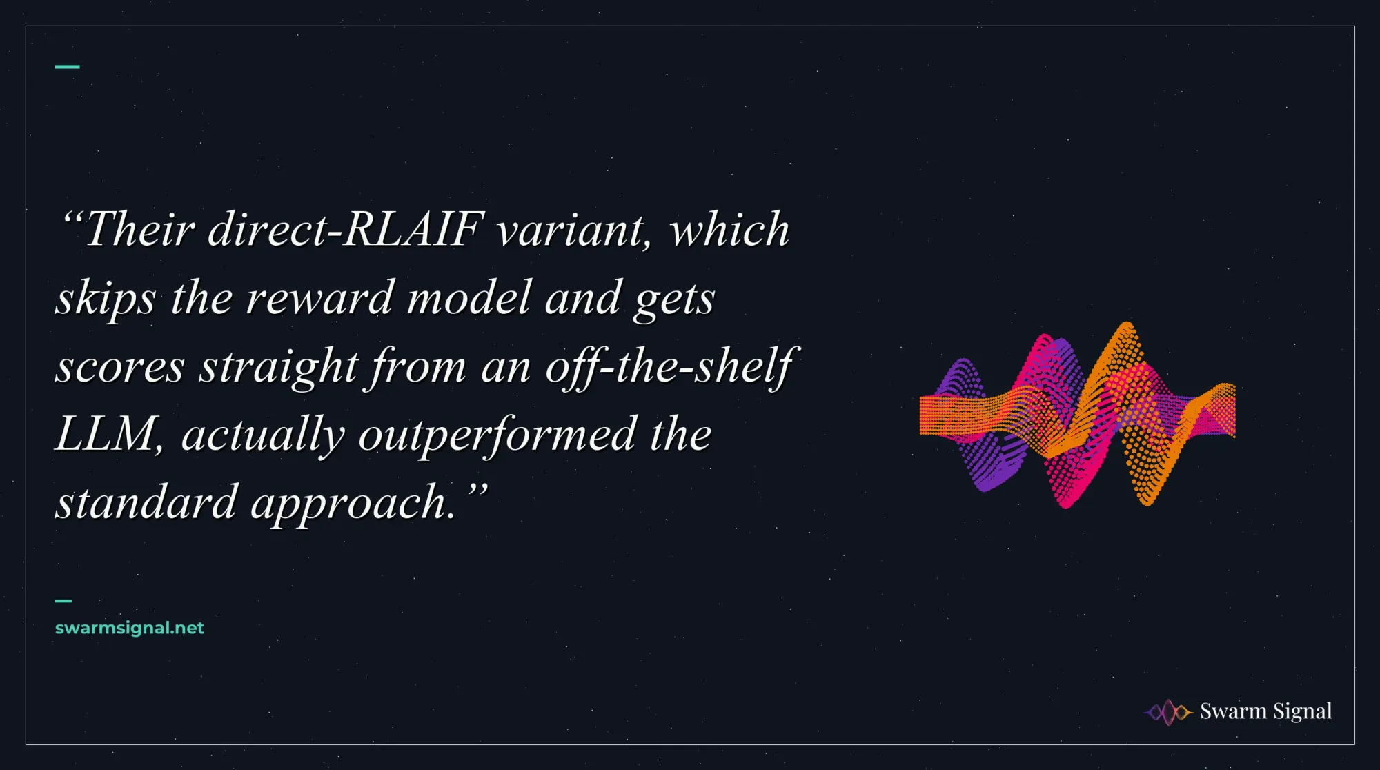 Their direct-RLAIF variant, which skips the reward model and gets scores straight from an off-the-shelf LLM, actually outperformed the standard approach.