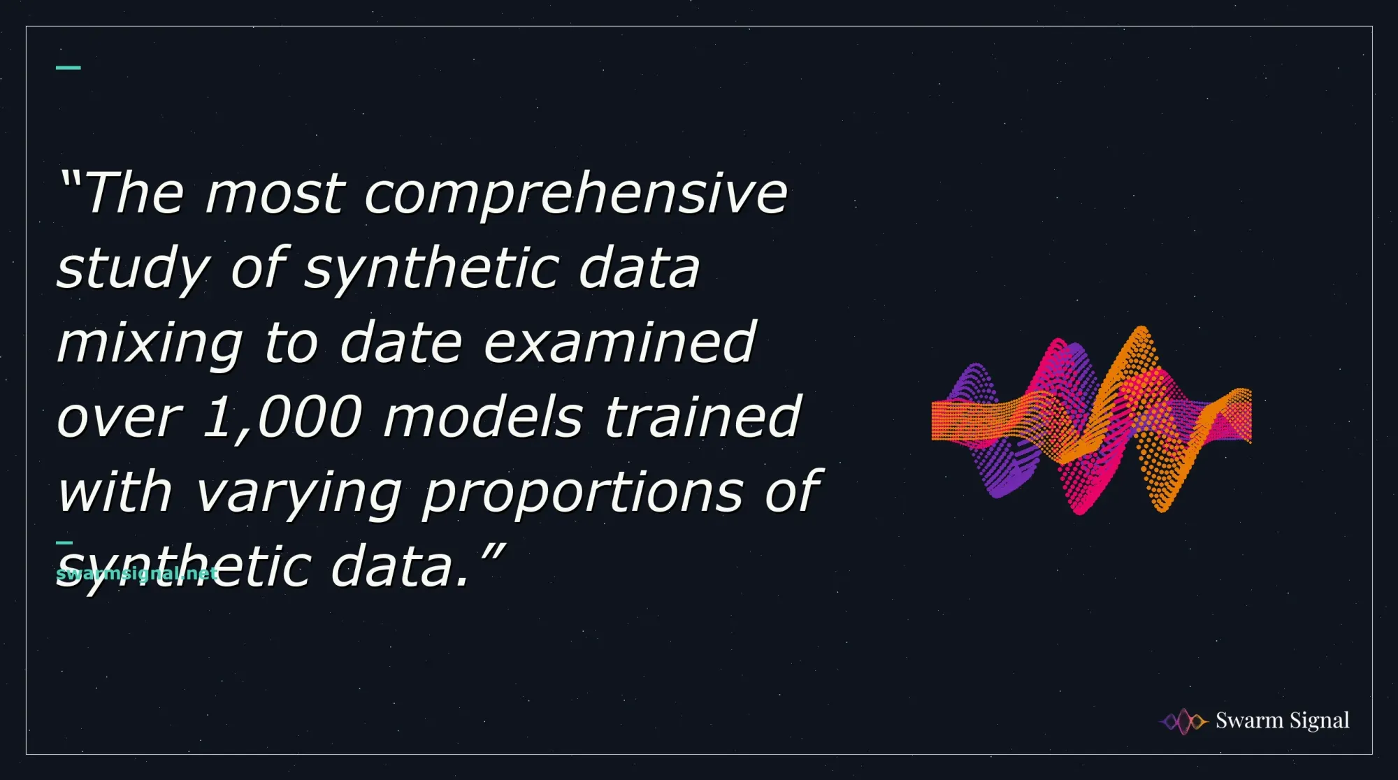 The most comprehensive study of synthetic data mixing to date examined over 1,000 models trained with varying proportions of synthetic data.