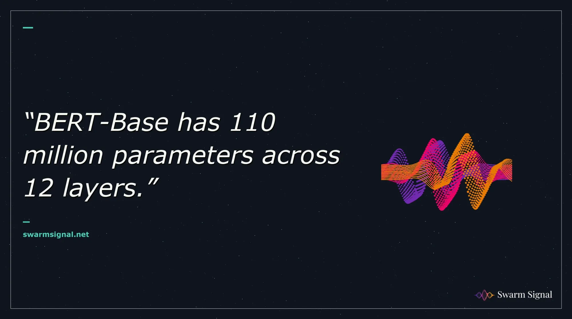 BERT-Base has 110 million parameters across 12 layers.