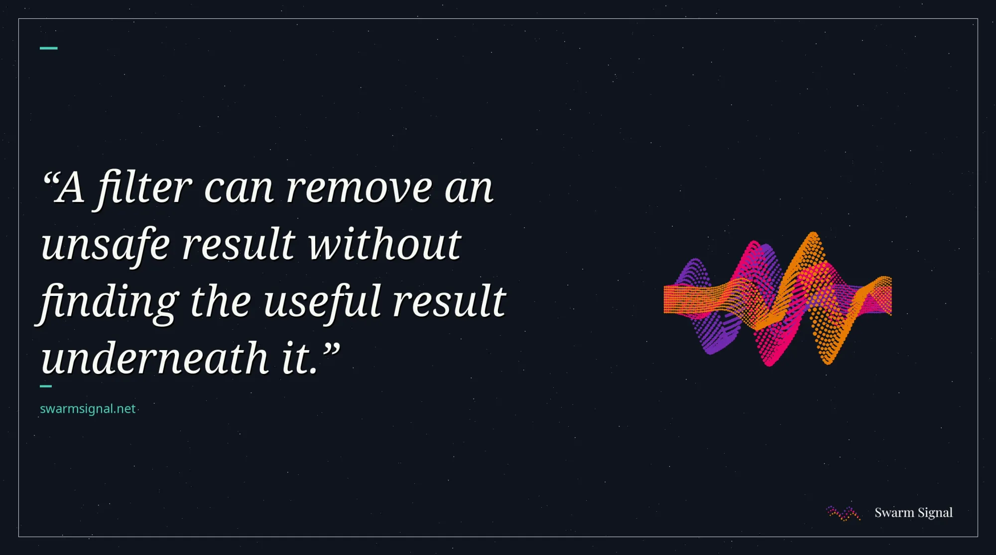 A filter can remove an unsafe result without finding the useful result underneath it.